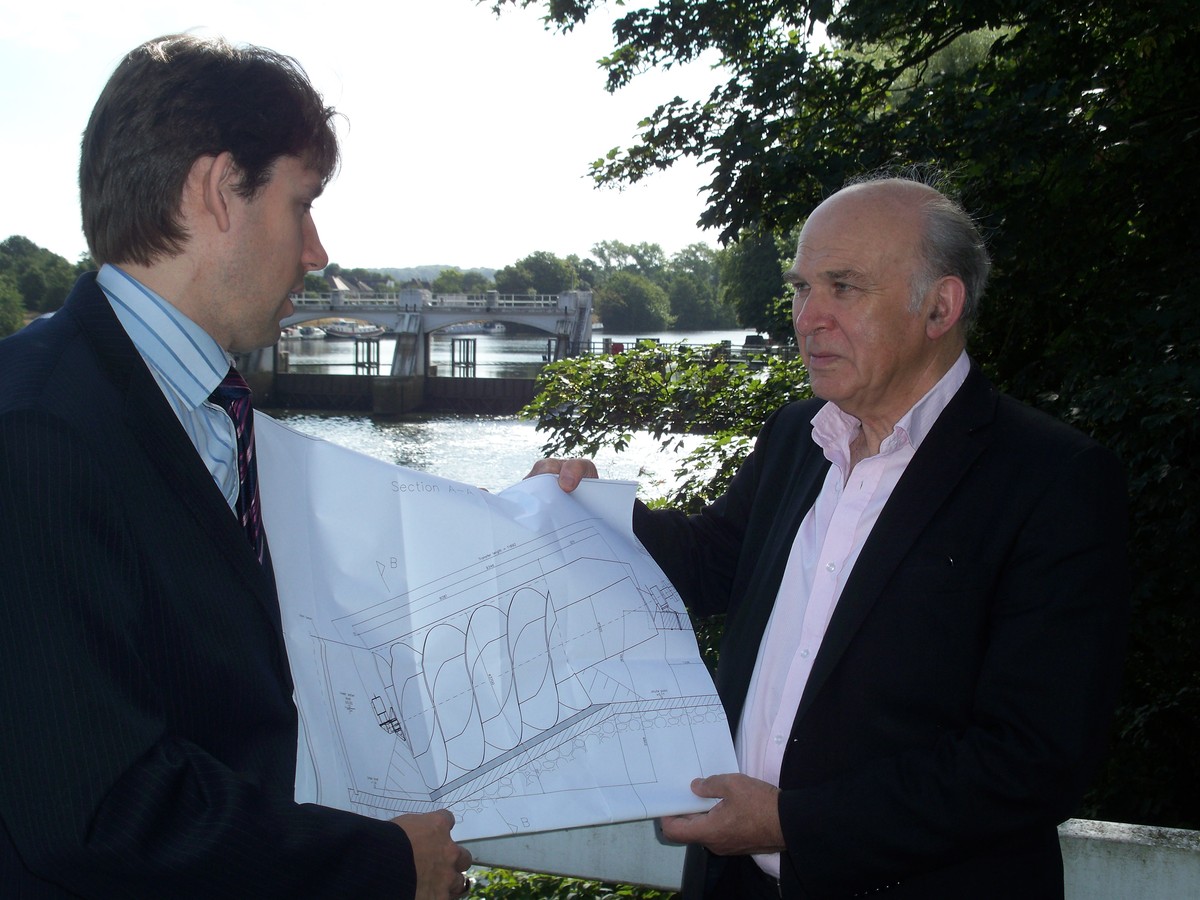 Project manager James Heather with MP Vince Cable